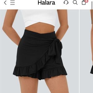 Halara high Waisted Tie Side Ruffle Hem Flowy Casual Shorts